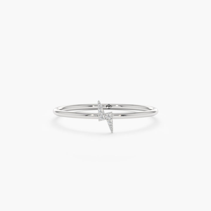 14K Yellow Gold Round Cut Lightning Bolt Ring for Christmas Gift - Doozy Diamonds
