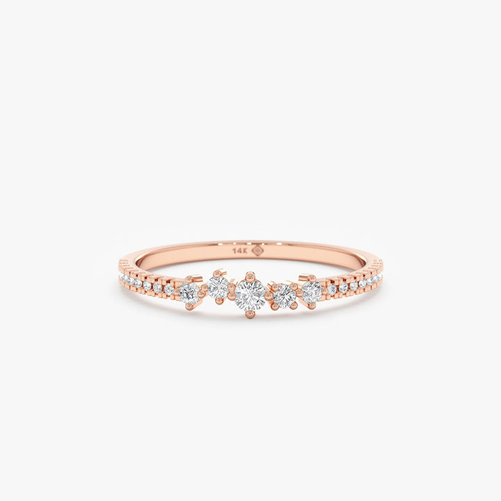 14k Gold Round Diamond Cluster Engagement Ring for Women - Doozy Diamonds