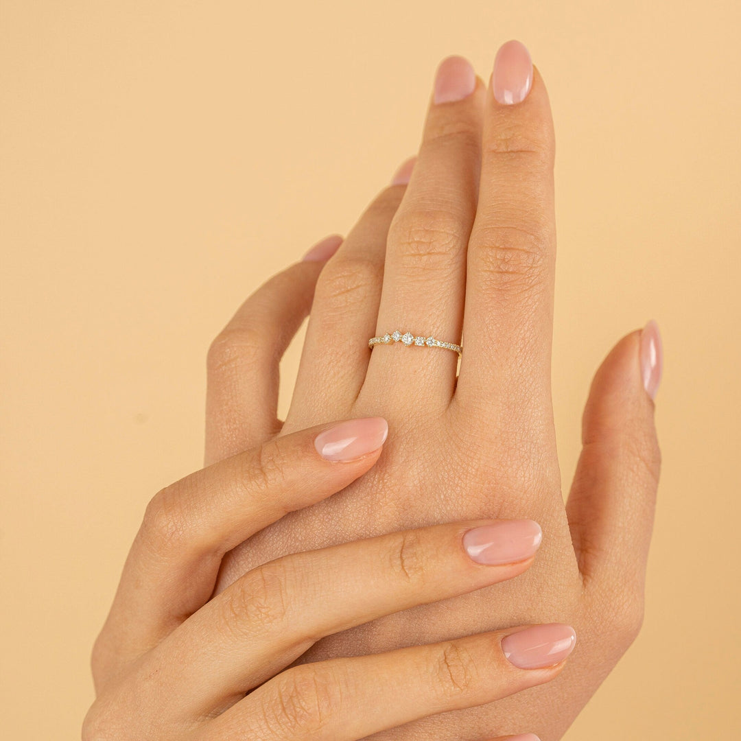 14k Gold Round Diamond Cluster Engagement Ring for Women - Doozy Diamonds