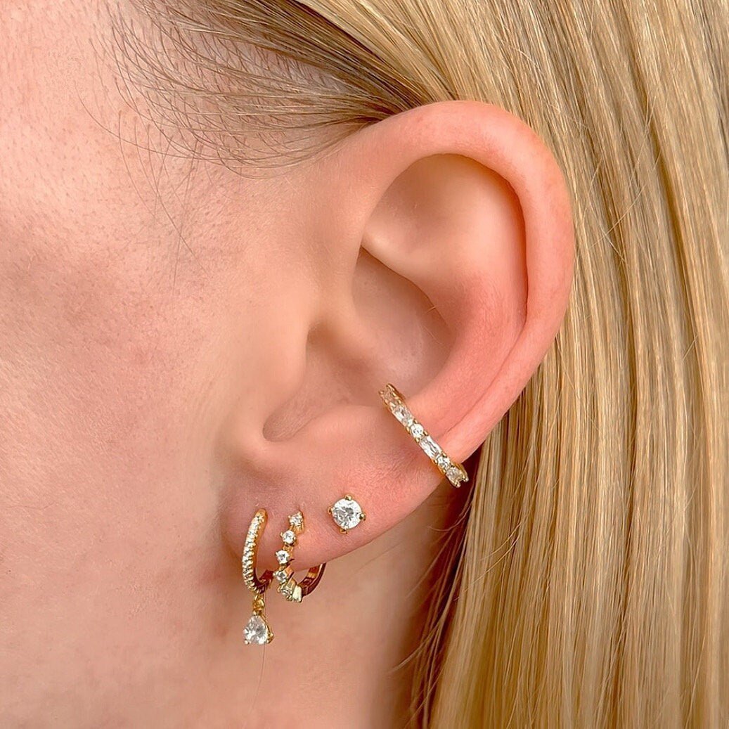 Round Cut Diamond Cartilage Earring for Her - Doozy Diamonds