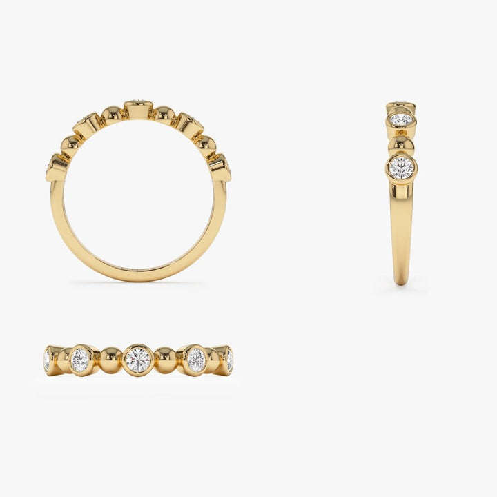 Alternating Beads & Bezel Set Round Cut Diamond Band - Doozy Diamonds