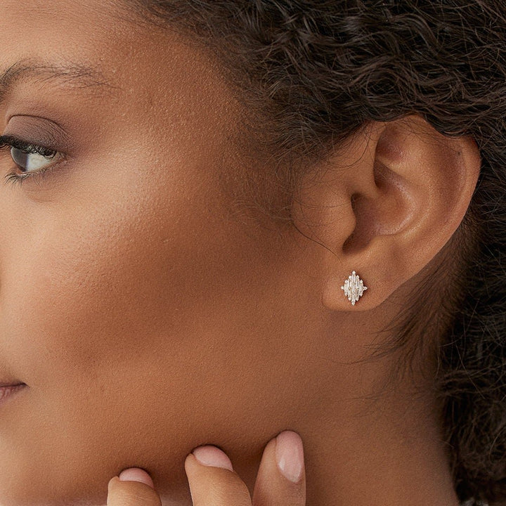 Baguette & Round Cut Diamond Unique Studs Earrings for Christmas Gift - Doozy Diamonds