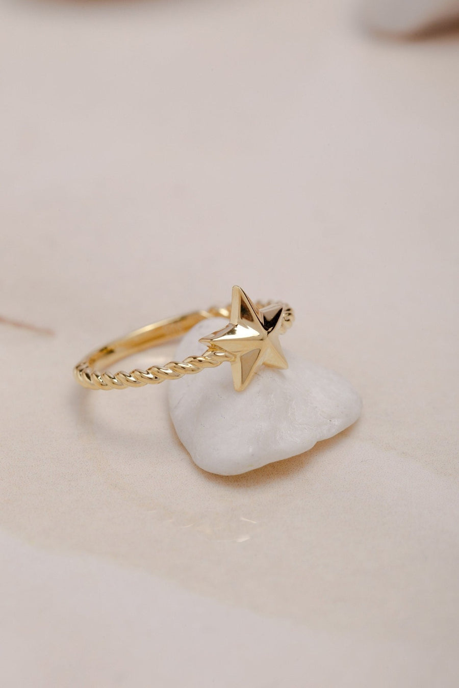 14K Yellow Gold Star Shaped Plain Wedding Ring for Women - Doozy Diamonds