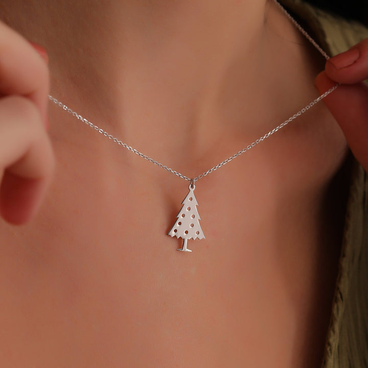 14K Gold Minimalist Xmas Tree Charm Necklace for Women - Doozy Diamonds