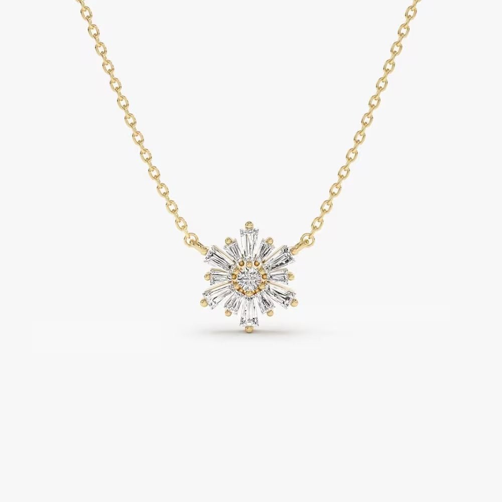 Round & Tapered Baguette Cut Diamond Necklace for Her - Doozy Diamonds