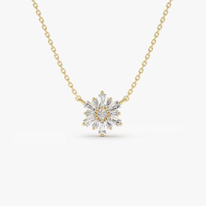 Round & Tapered Baguette Cut Diamond Necklace for Her - Doozy Diamonds