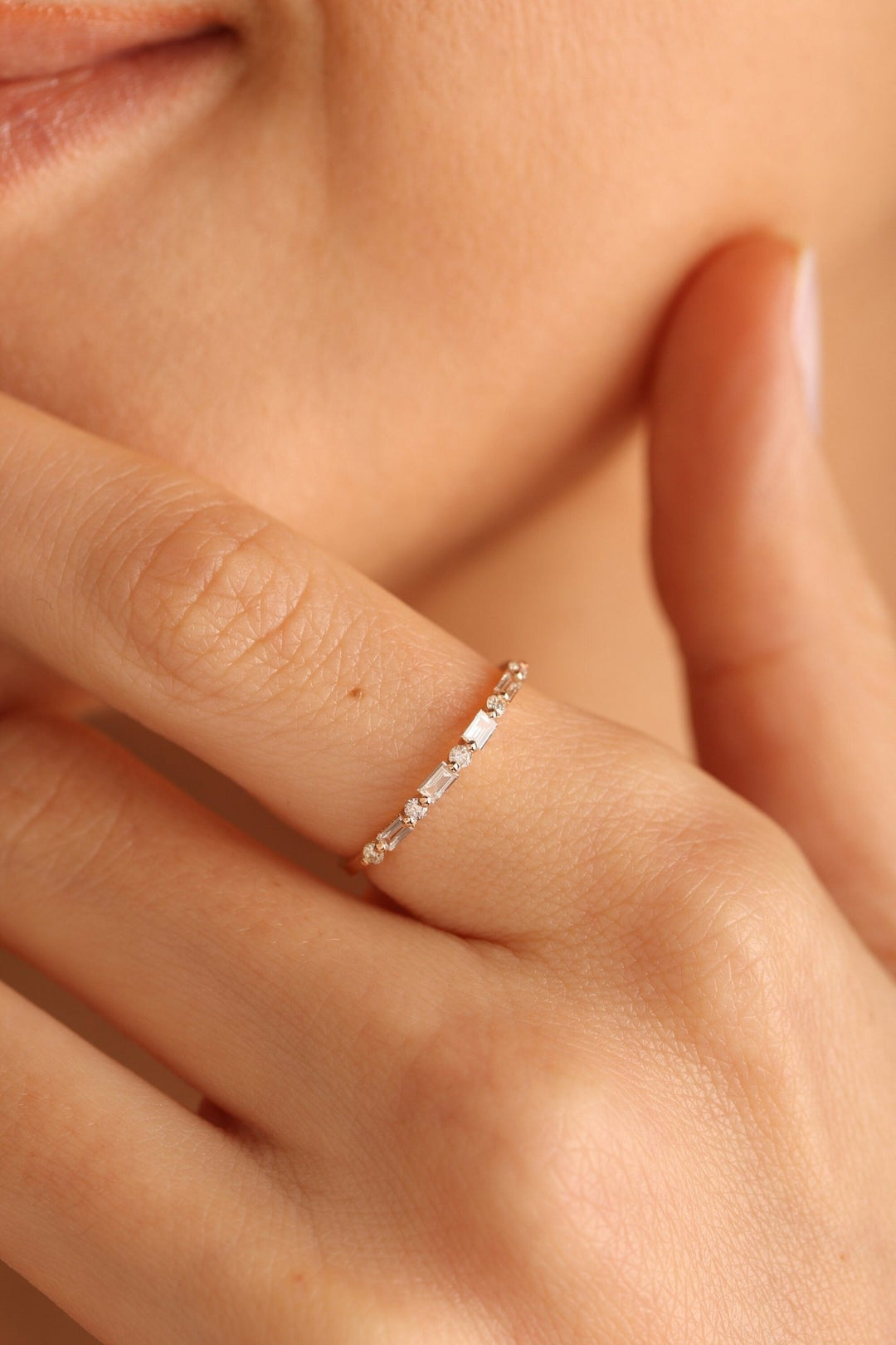 Round & Baguette Cut Diamond Wedding Ring for Her - Doozy Diamonds