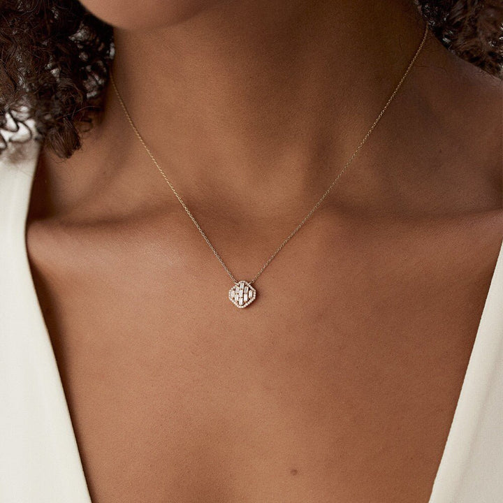 Round & Baguette Cut Unique Diamond Pendant Necklace for Her - Doozy Diamonds