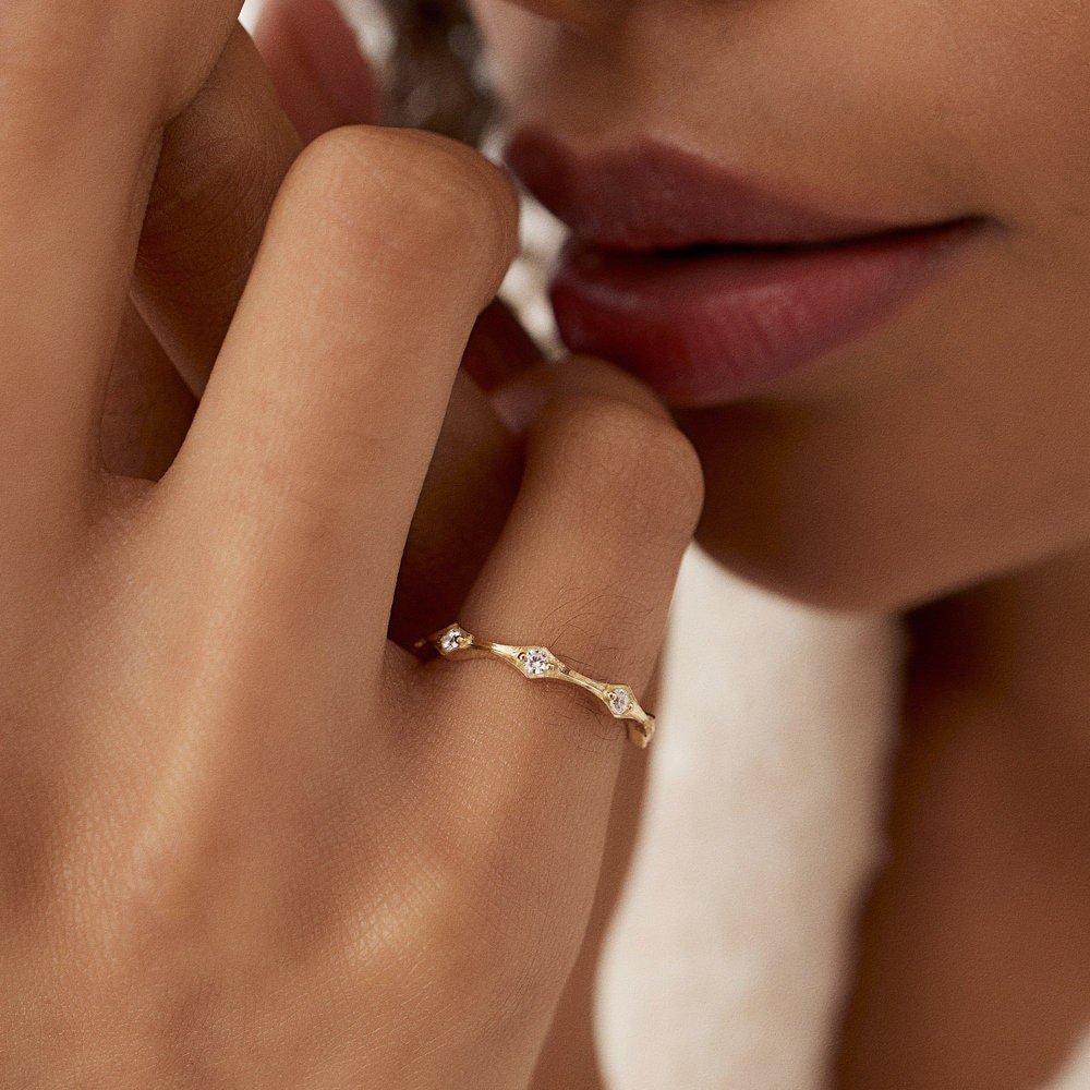 Round Cut Diamond Petite Eternity Wedding Band for Gift - Doozy Diamonds