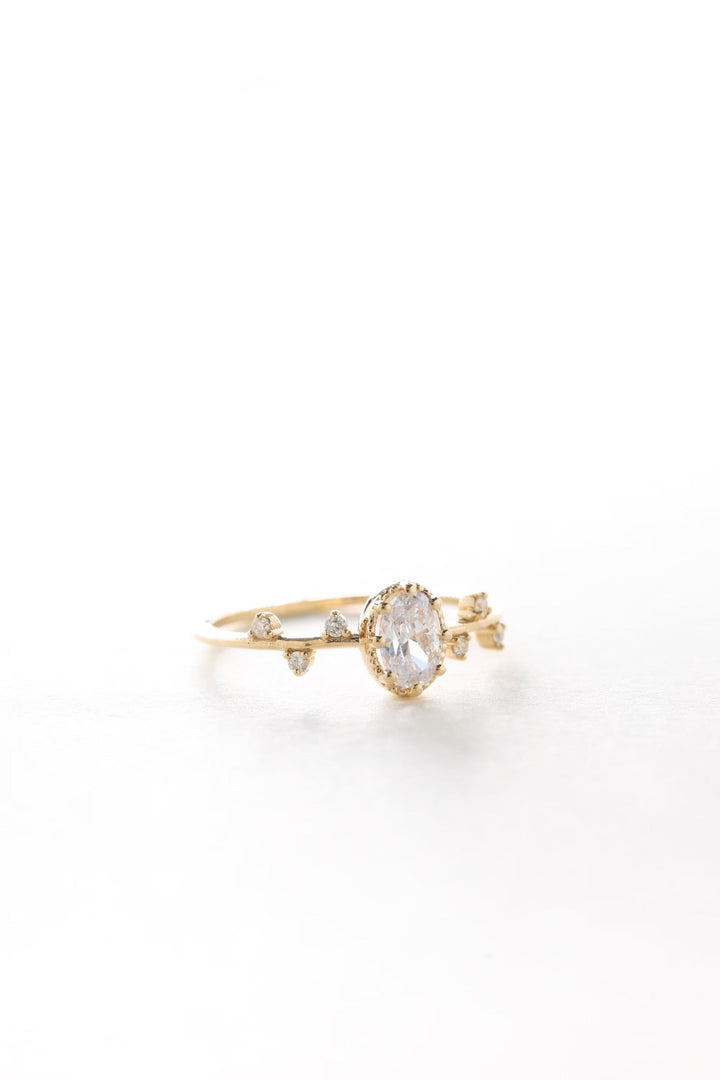 Oval Cut Diamond Unique Engagement Ring in 14K Gold - Doozy Diamonds