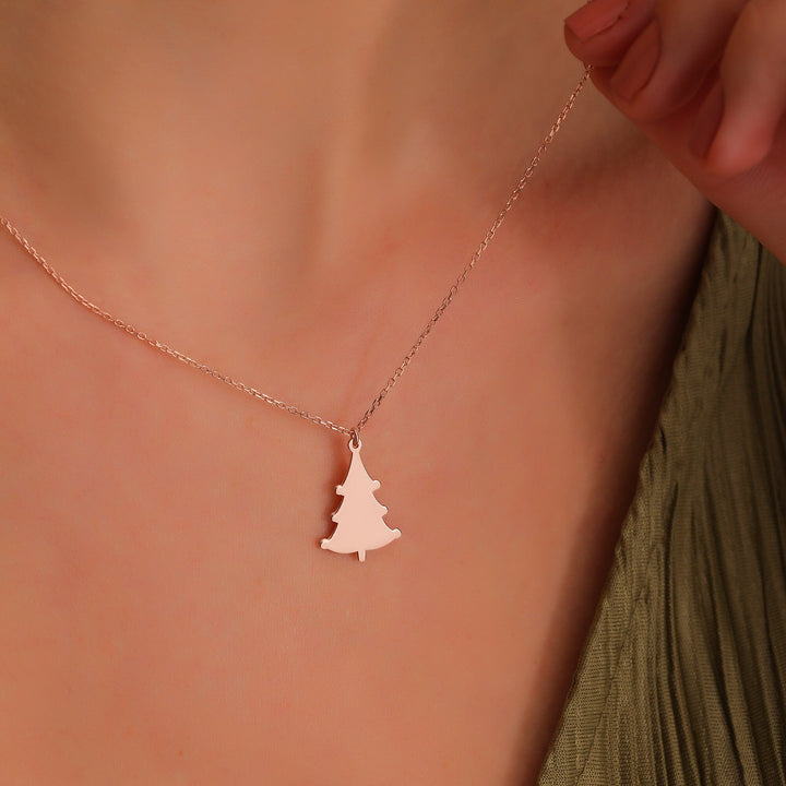 14K Gold Minimalist Xmas Tree Charm Necklace for Women - Doozy Diamonds