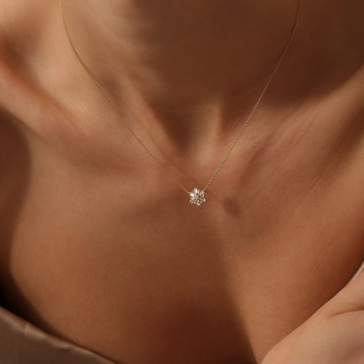 Round & Tapered Baguette Cut Diamond Necklace for Her - Doozy Diamonds