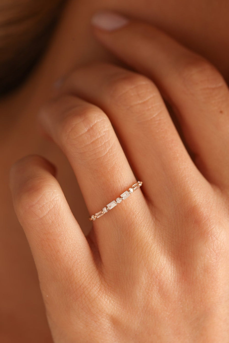 Round & Baguette Cut Diamond Wedding Ring for Her - Doozy Diamonds