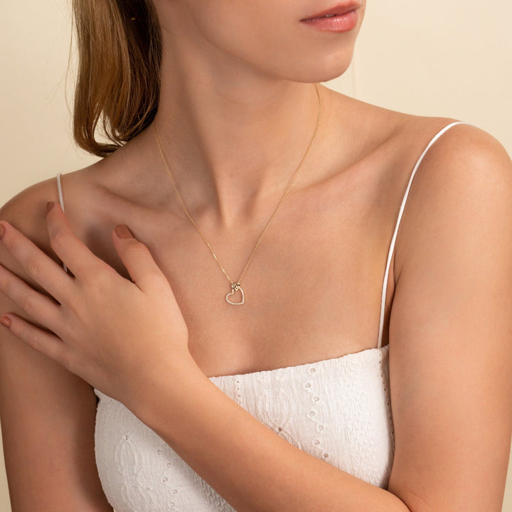 Round Cut Diamond Heart Necklace for Her - Doozy Diamonds