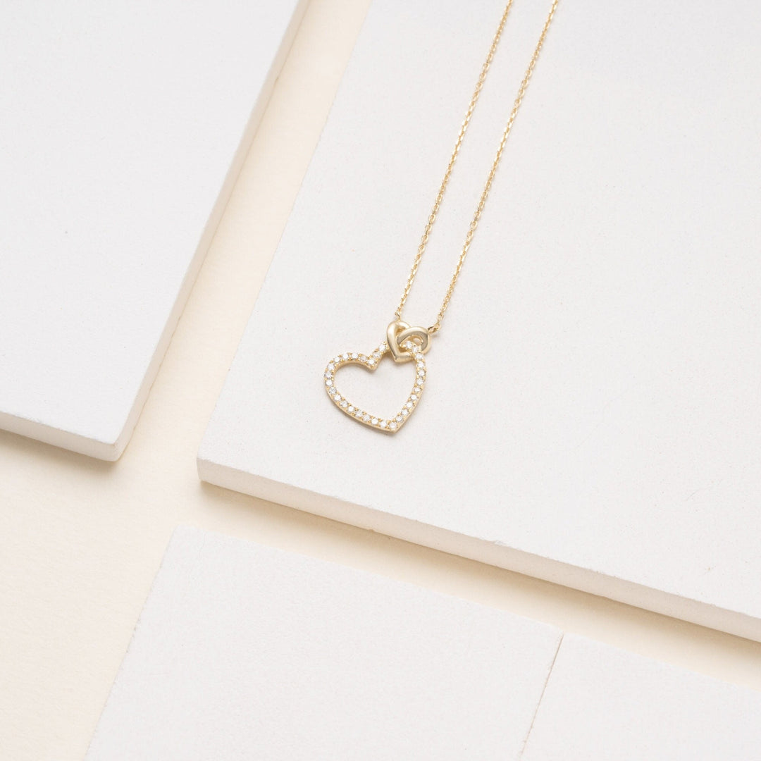 Round Cut Diamond Heart Necklace for Her - Doozy Diamonds