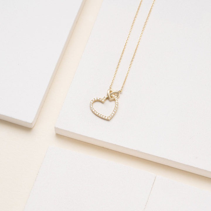 Round Cut Diamond Heart Necklace for Her - Doozy Diamonds