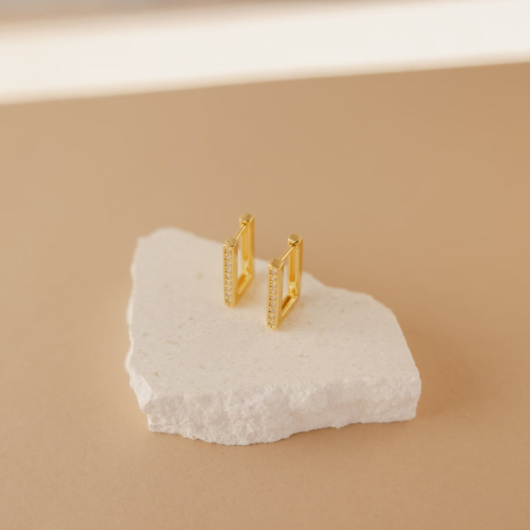 Rectangle Link lab grown diamonds Earrings in Yellow Gold - Doozy Diamonds