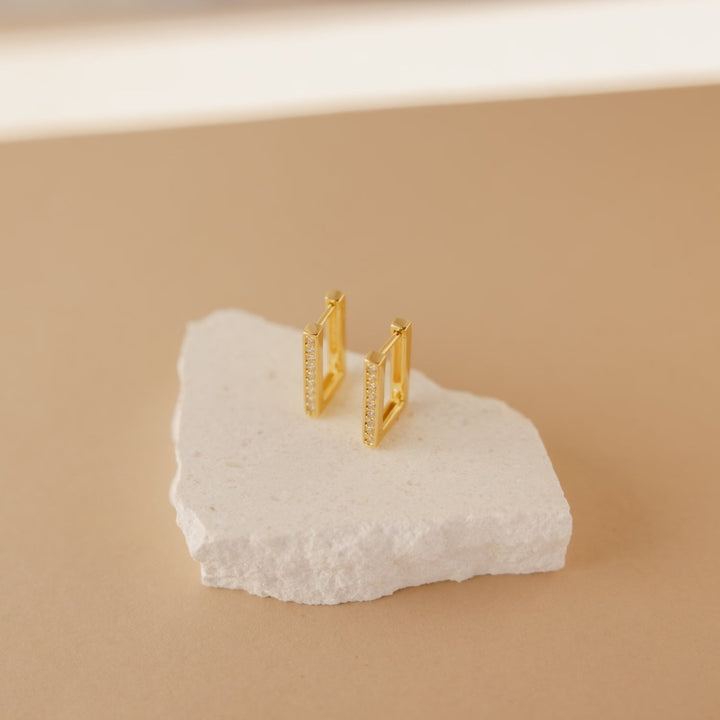 Rectangle Link lab grown diamonds Earrings in Yellow Gold - Doozy Diamonds