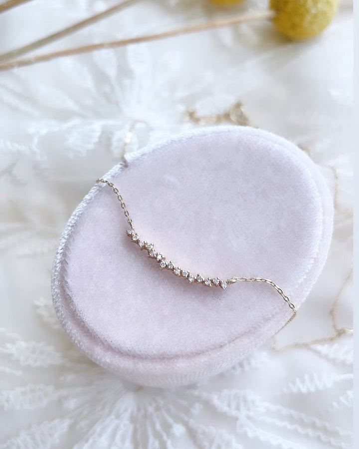 Round Cut Diamond Curved Cluster Necklace for Women - Doozy Diamonds