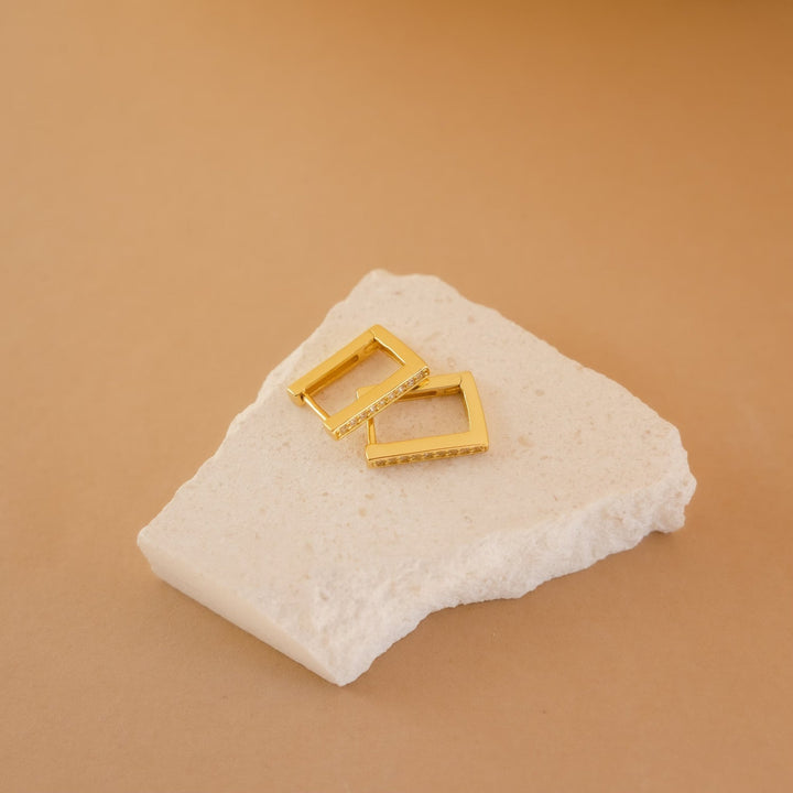 Rectangle Link lab grown diamonds Earrings in Yellow Gold - Doozy Diamonds