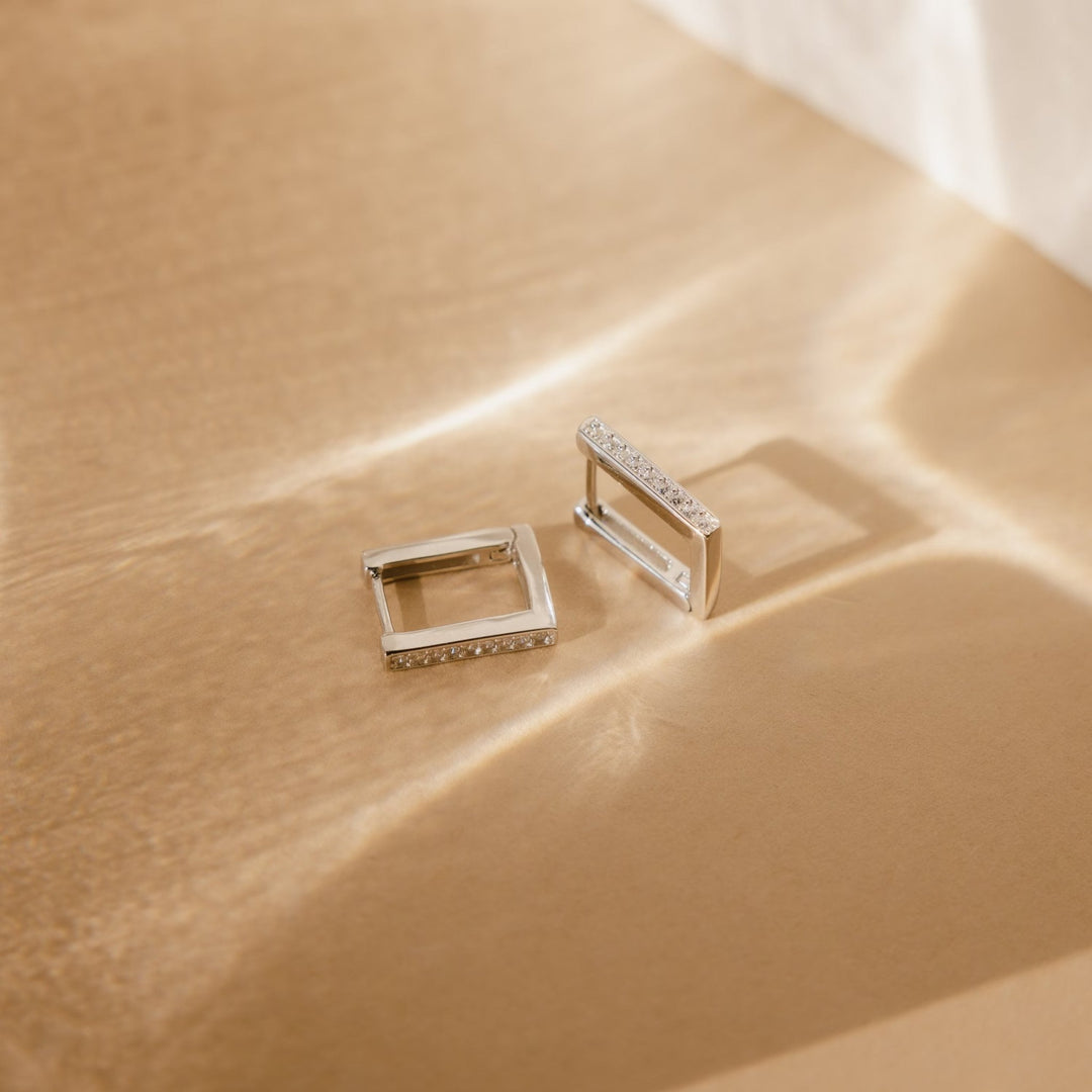 Rectangle Link lab grown diamonds Earrings in Yellow Gold - Doozy Diamonds