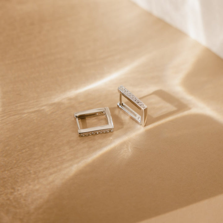 Rectangle Link lab grown diamonds Earrings in Yellow Gold - Doozy Diamonds