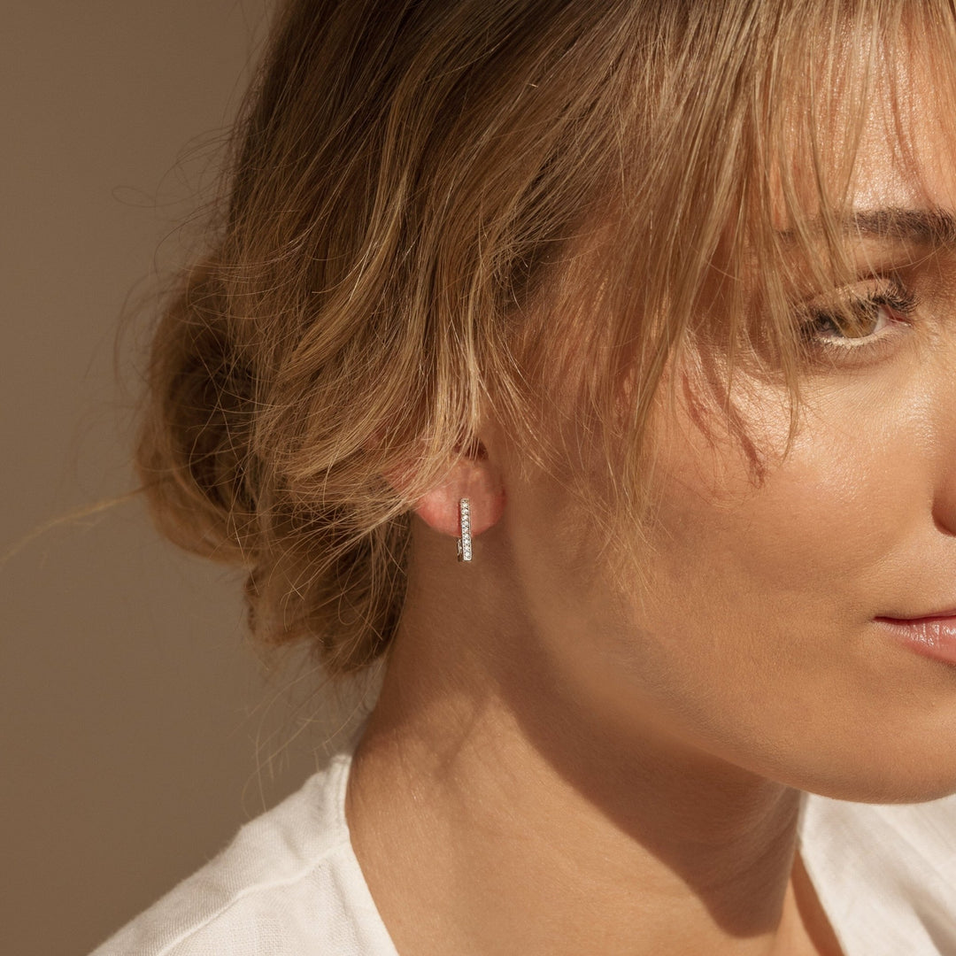 Rectangle Link lab grown diamonds Earrings in Yellow Gold - Doozy Diamonds