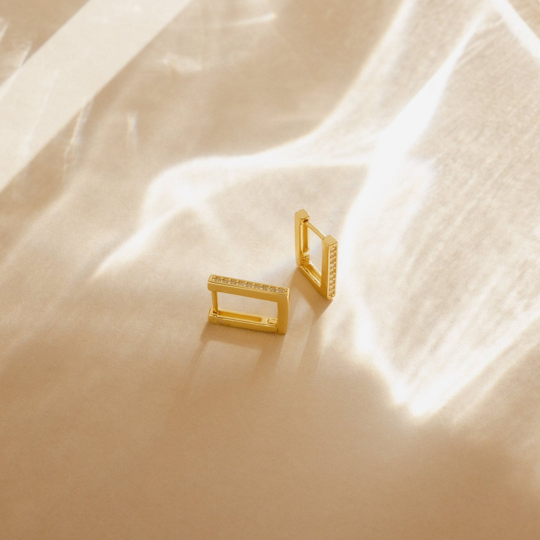 Rectangle Link lab grown diamonds Earrings in Yellow Gold - Doozy Diamonds
