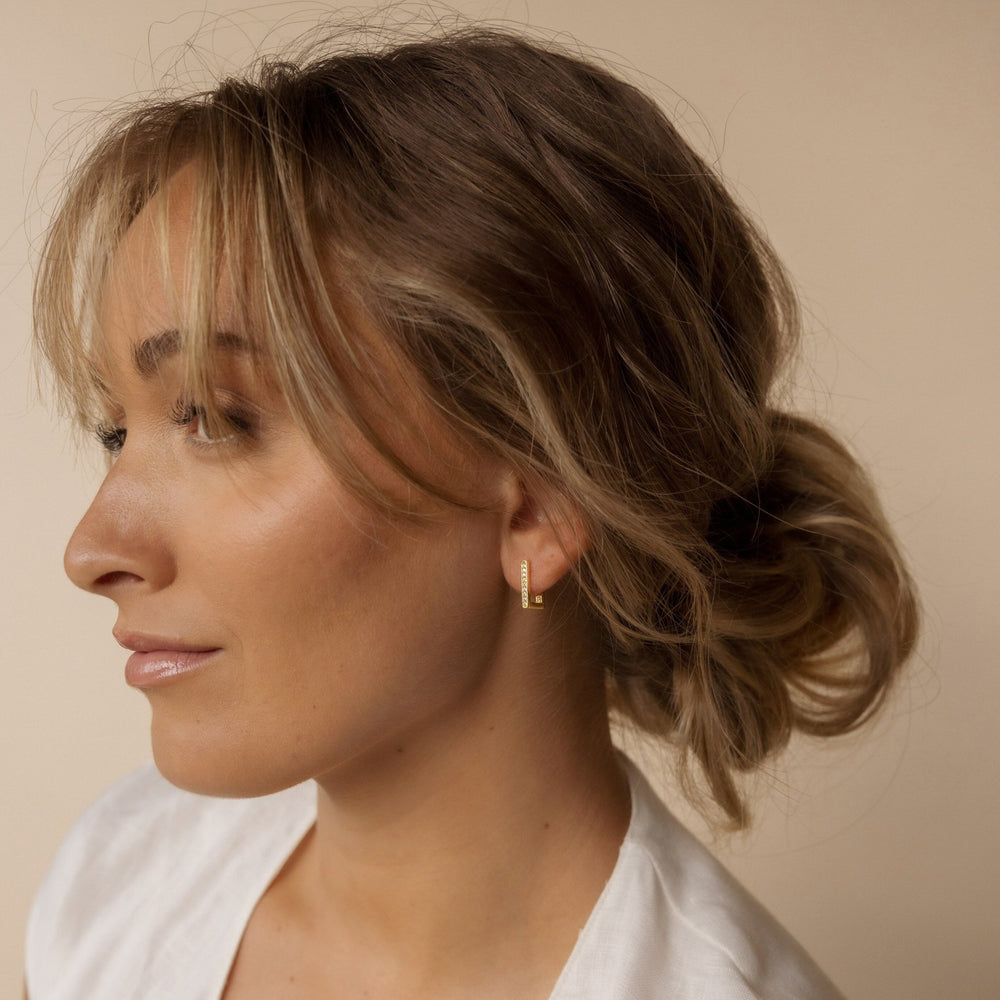 Rectangle Link lab grown diamonds Earrings in Yellow Gold - Doozy Diamonds