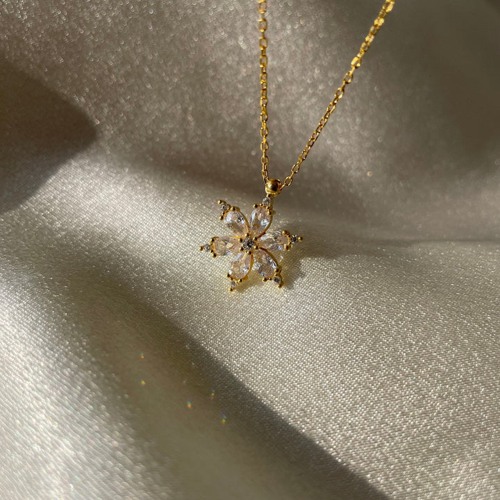 Round & Pear Cut Diamond White Snowflake Necklace for Women - Doozy Diamonds