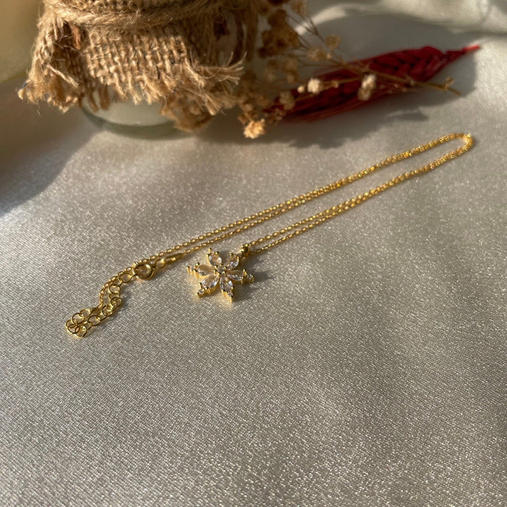 Round & Pear Cut Diamond White Snowflake Necklace for Women - Doozy Diamonds