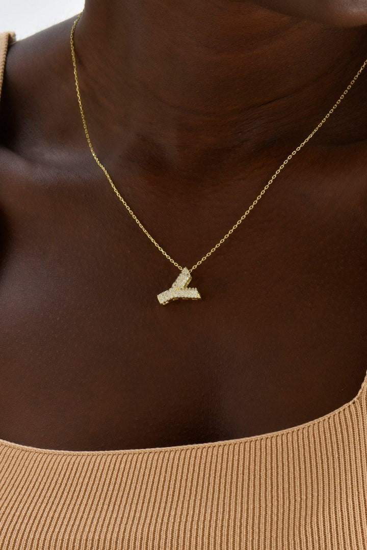 Round Cut Diamond Letter Necklace for Women - Doozy Diamonds