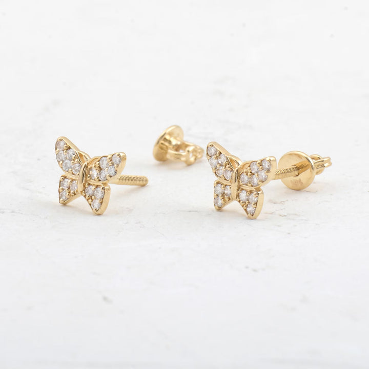 Round Cut Diamond Butterfly Stud Earrings for Women - Doozy Diamonds