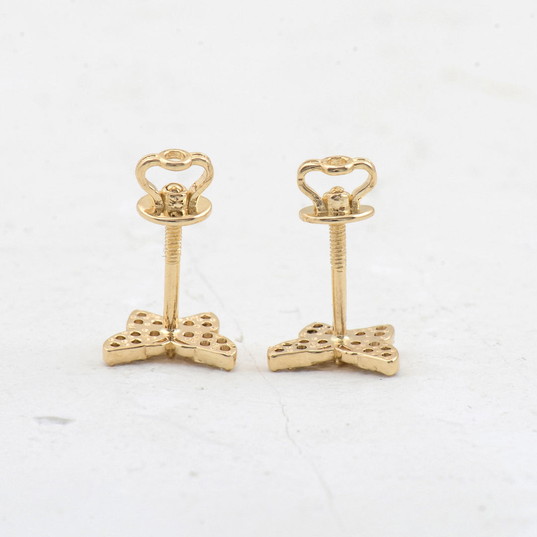 Round Cut Diamond Butterfly Stud Earrings for Women - Doozy Diamonds