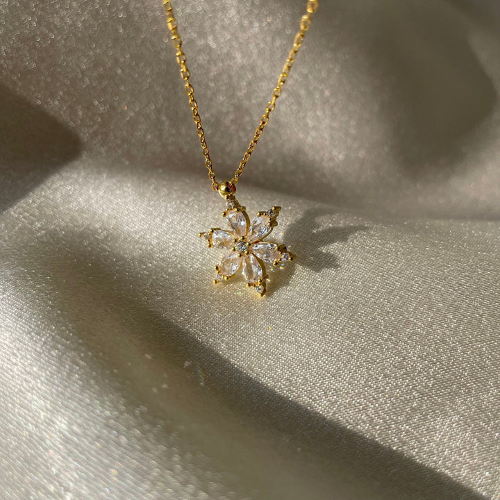 Round & Pear Cut Diamond White Snowflake Necklace for Women - Doozy Diamonds