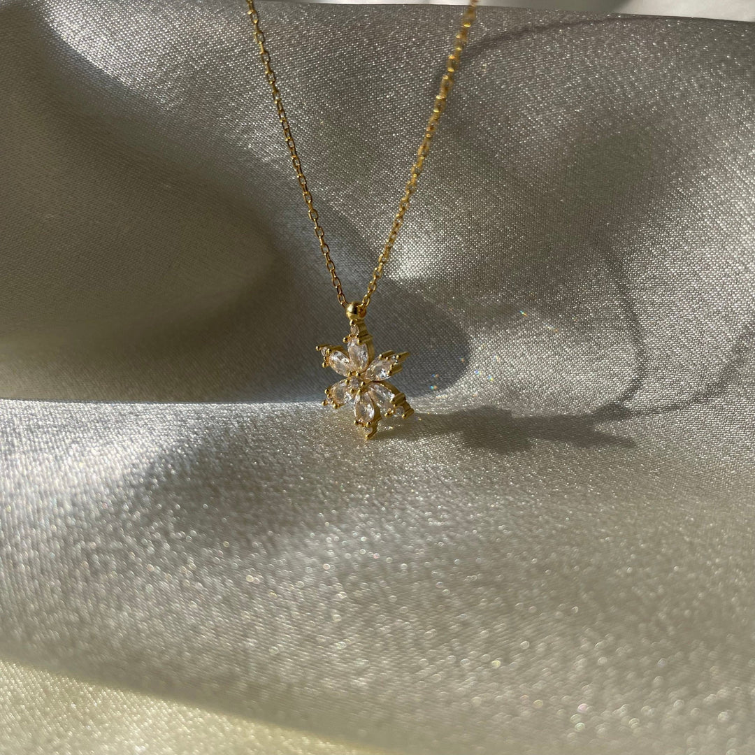 Round & Pear Cut Diamond White Snowflake Necklace for Women - Doozy Diamonds