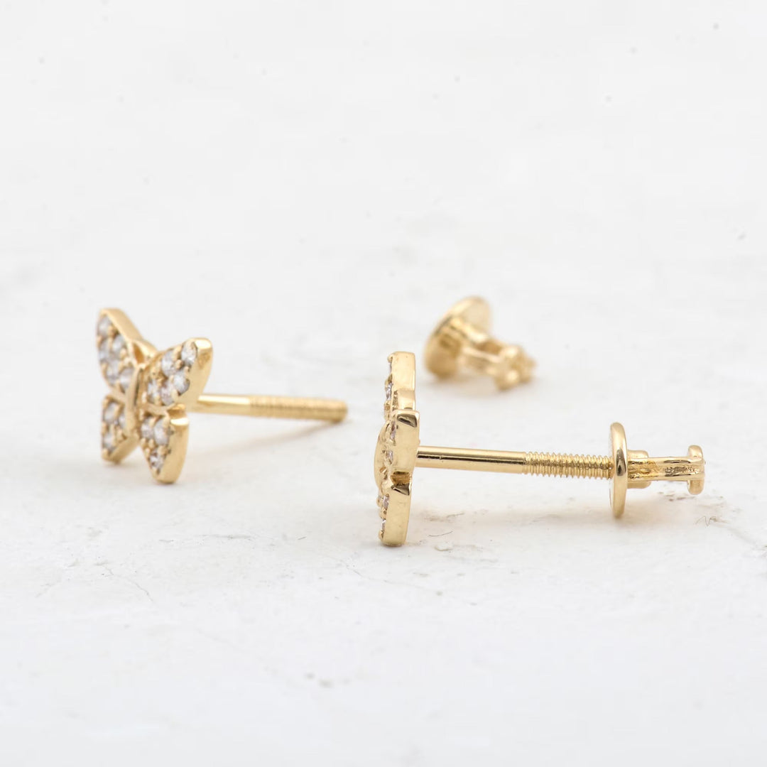 Round Cut Diamond Butterfly Stud Earrings for Women - Doozy Diamonds