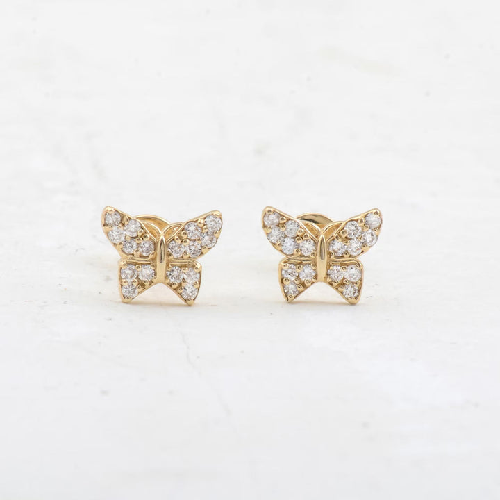 Round Cut Diamond Butterfly Stud Earrings for Women - Doozy Diamonds