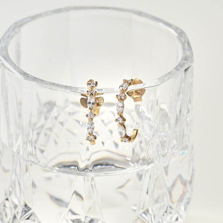 0.52CT Round & Marquise Half Hoop lab grown diamonds Earrings For Women - Doozy Diamonds
