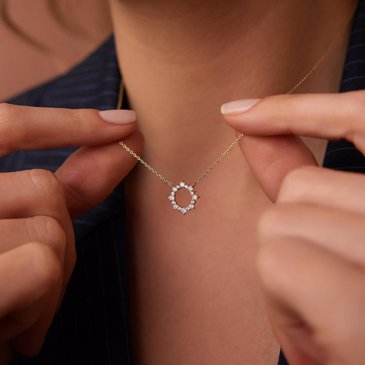 Round Cut Diamond Sun Necklace for Women - Doozy Diamonds