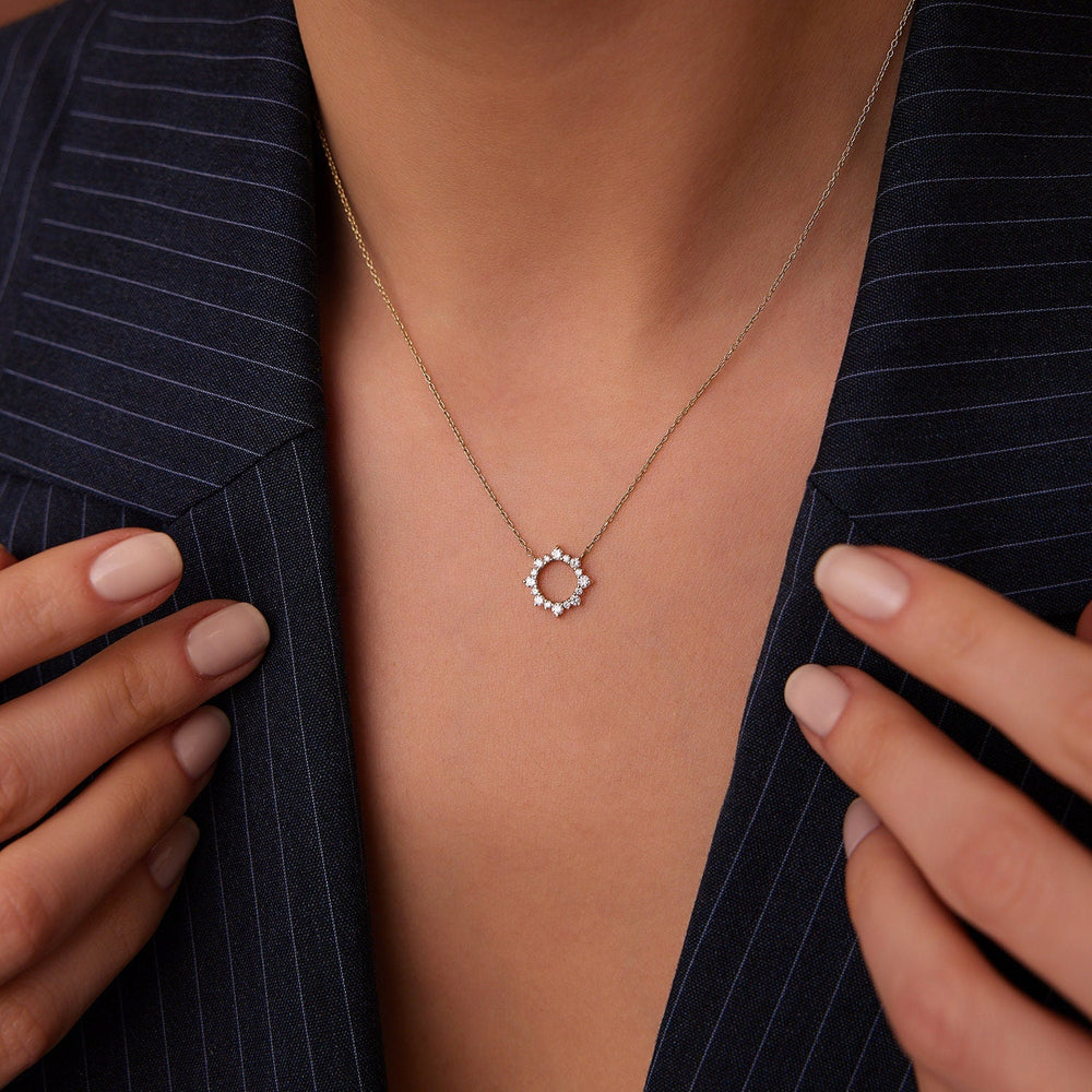 Round Cut Diamond Sun Necklace for Women - Doozy Diamonds