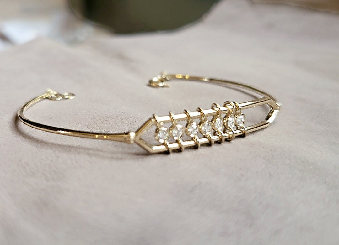 Bezel Set Diamond Unique Bangle Bracelet for Women - Doozy Diamonds