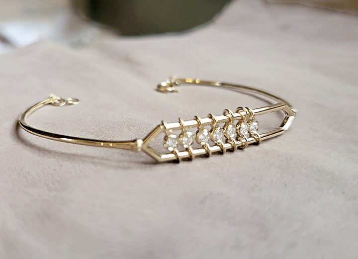 Bezel Set Diamond Unique Bangle Bracelet for Women - Doozy Diamonds