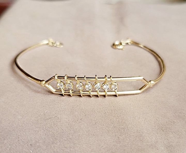 Bezel Set Diamond Unique Bangle Bracelet for Women - Doozy Diamonds