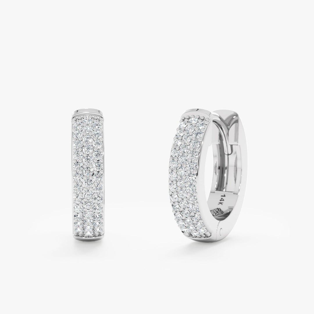 0.5CT Round Pave lab grown diamonds Earrings For Women In 14k Solid Gold - Doozy Diamonds