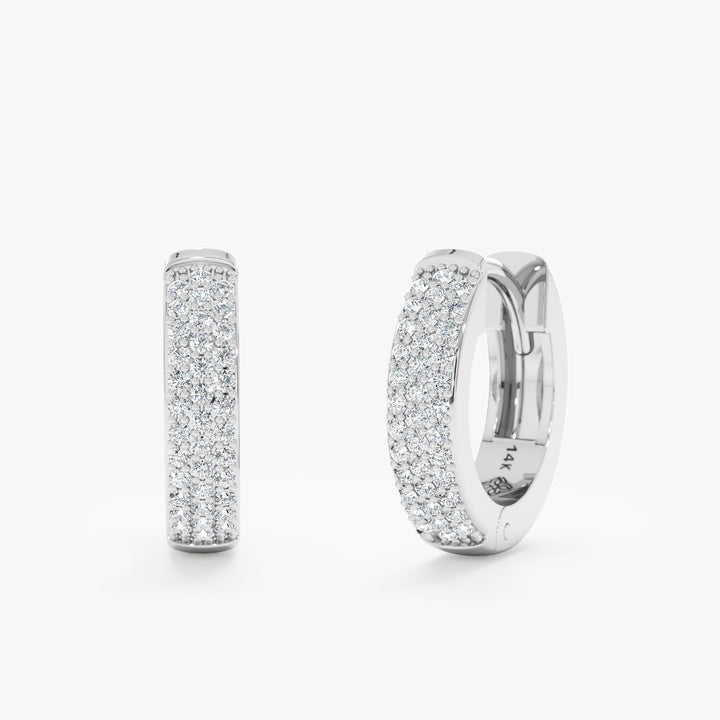 0.5CT Round Pave lab grown diamonds Earrings For Women In 14k Solid Gold - Doozy Diamonds