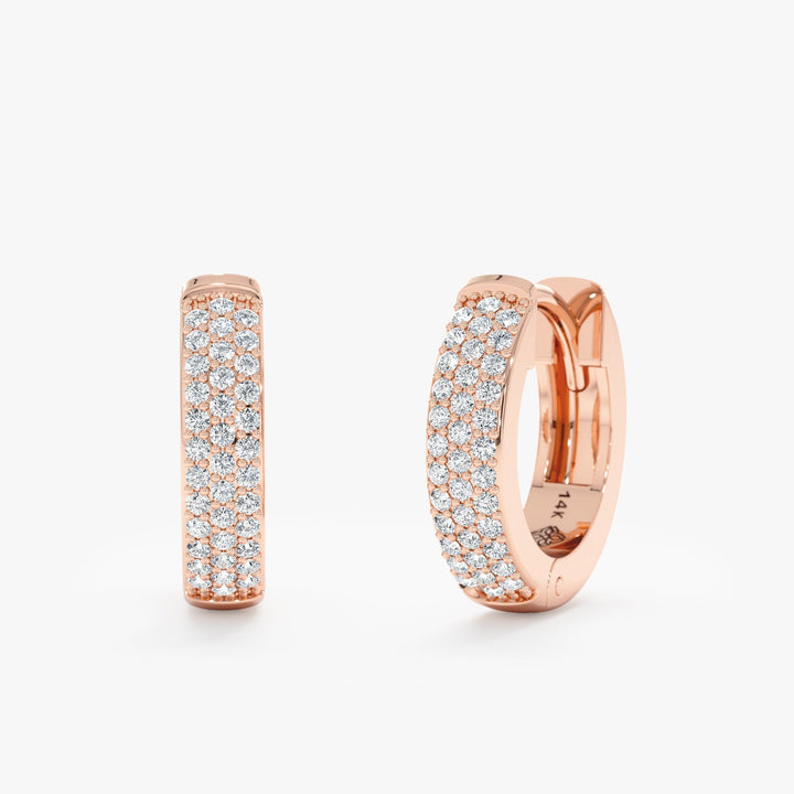 0.5CT Round Pave lab grown diamonds Earrings For Women In 14k Solid Gold - Doozy Diamonds