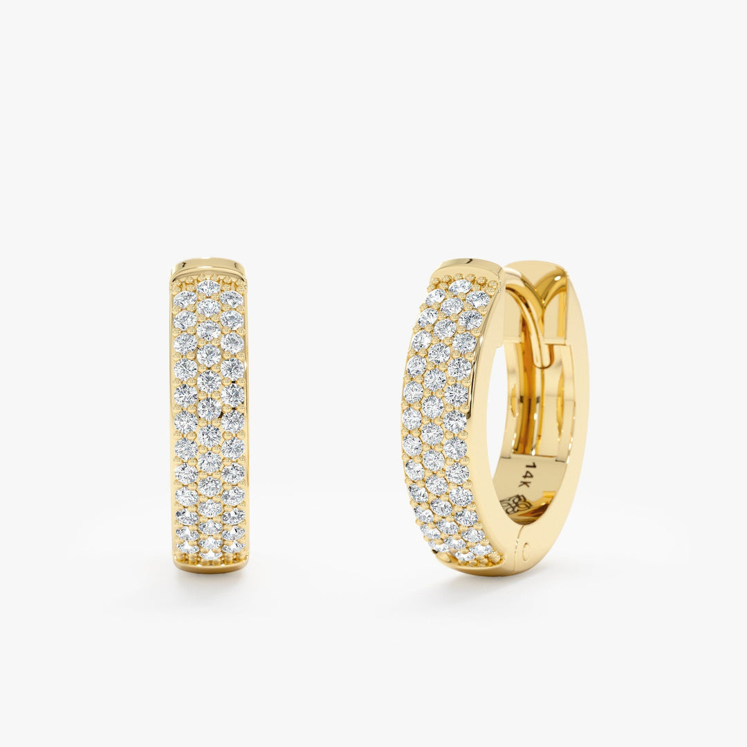 0.5CT Round Pave lab grown diamonds Earrings For Women In 14k Solid Gold - Doozy Diamonds