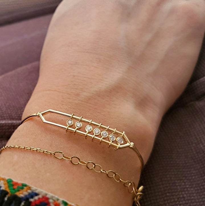 Bezel Set Diamond Unique Bangle Bracelet for Women - Doozy Diamonds