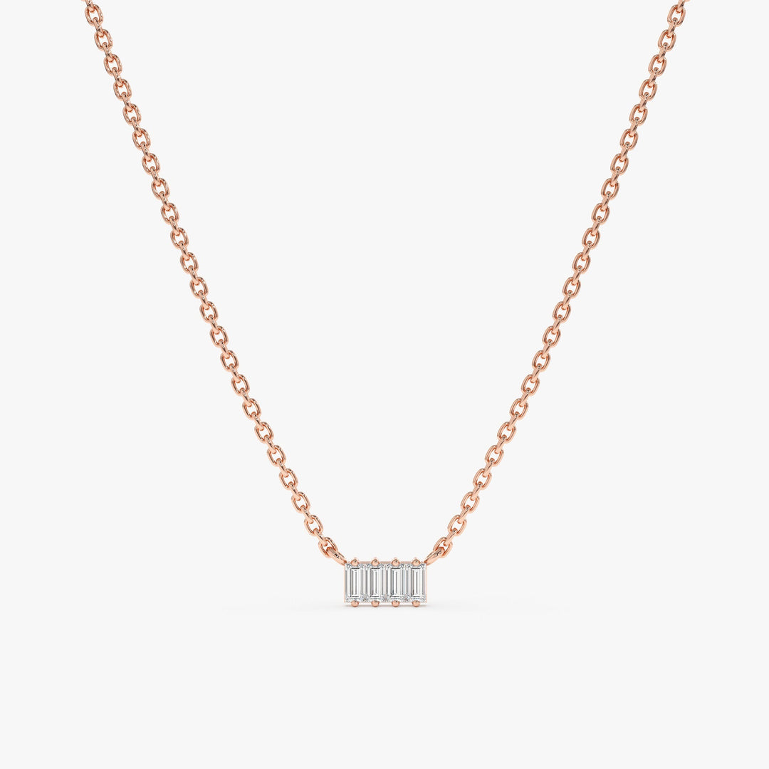 Baguette Cut Four Stone Diamond Necklace for Women - Doozy Diamonds